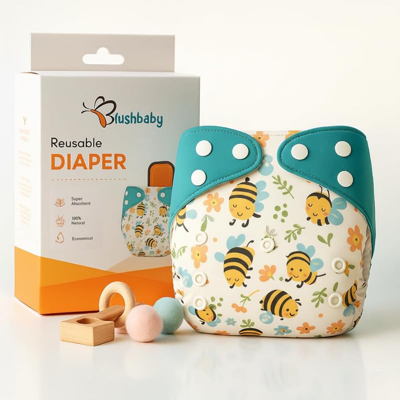 Image of Blushbaby Premium Reusable Cloth Diapers for Babies | 3 Months-3 Years | 2 Washable Diapers with 2 Absorbent Insert Pads | Adjustable, Leakage Proof cloth diapers for babies | Freesize Diaper 5-18kg