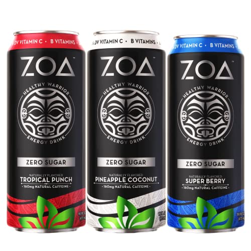 ZOA Zero Sugar Energy Drink Bundle, 16 fl. oz. (36 Pack) - Supports Immunity, Focus, Hydration, Body & Energy - 160mg Natural Caffeine - 100% DV Vitamins C, B6 & B12