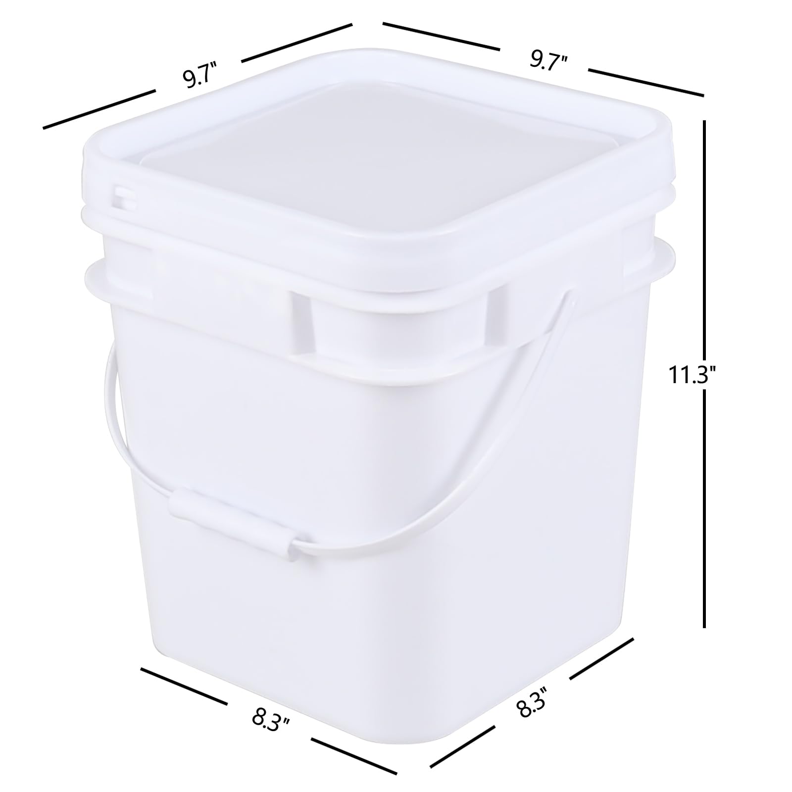 AnnkkyUS 3 Gallon Plastic Bucket with Airtight Lid, 4-Pack Heavy Duty All Purpose Pail