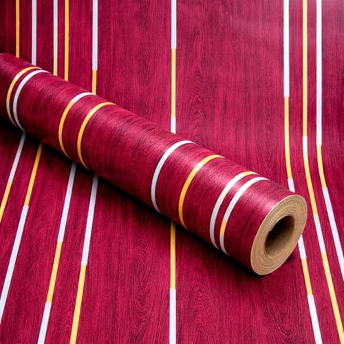 Image of VKR Modern Self Adhesive Textured Wallpaper with Subtle Vertical Line Pattern for Elegant Minimalist Interior Decor and Contemporary Living Spaces (45 x 300 cm - Red)