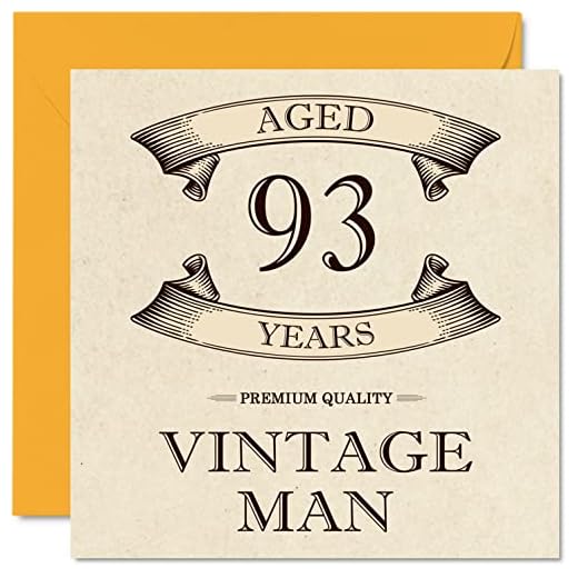 Tarjetas de cumpleaños vintage de 93 años para hombres, de 93 años, divertida tarjeta de cumpleaños para abuelo, papá, marido, tío, tarjetas de felicitación de 145x145 mm, tarjeta de cumpleaños de 93