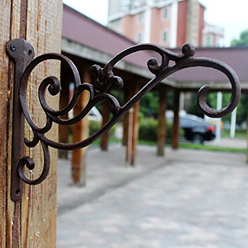 Żeliwny ścienny kosz na kwiaty Hak do zawieszania Wieszak na światło zewnętrzne Antyczny rustykalny wieszak ścienny Dom Ogród Dekoracje ścienne Retro Metalowy uchwyt do przechowywania naścienny/398