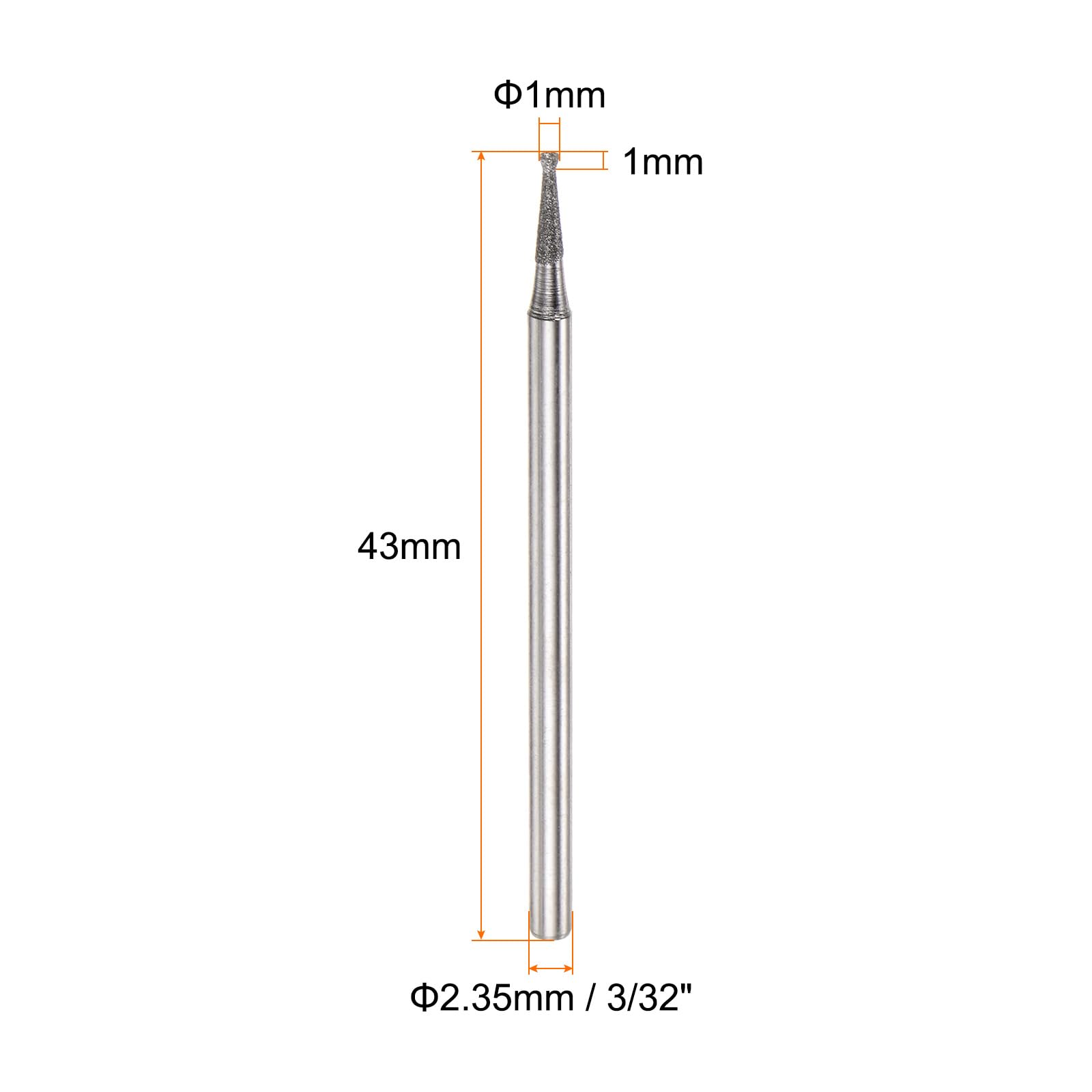 QUARKZMAN 10Pz Punte Rettifica Diamante 1 Mm Diametro, Asta 3/32", Trapano Intagliare Testa Sferica, Strumento Rotante Rettifica, Lucidatura, Incisione Giada, Gioielli, Pietra, Ceramica.
