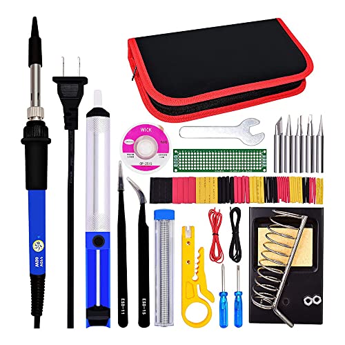 Lötkolben Set - 60W Lötkolben mit Temperatur Einstellbar 200-450°C, Lötwerkzeug mit 5 Lötspitzen, Hochwertiges Löten & Reparieren - Soldering Iron for Elektronik, Schmuck, Haushaltsgeräte