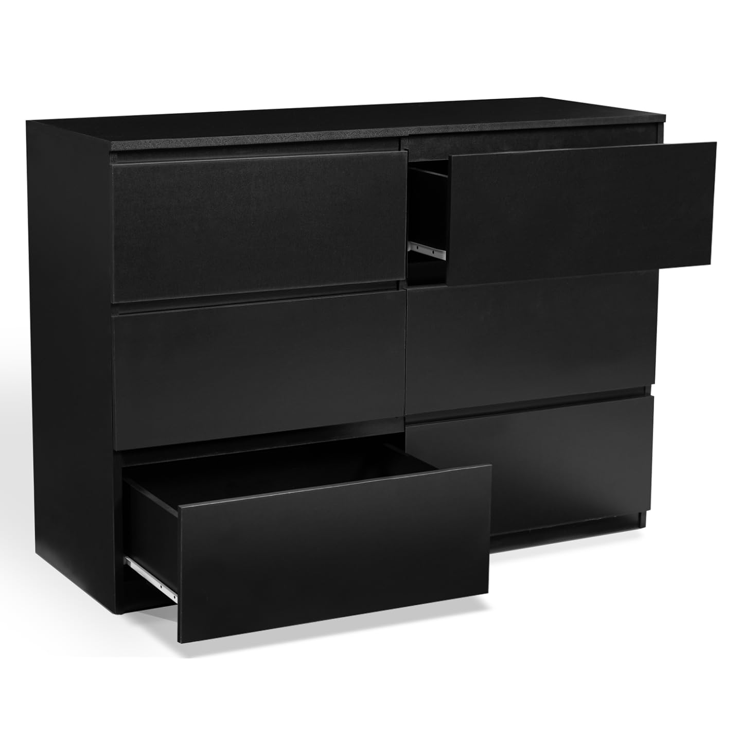 IDMarket TOMI - Cajonera 6 cajones 110 cm Madera Negro