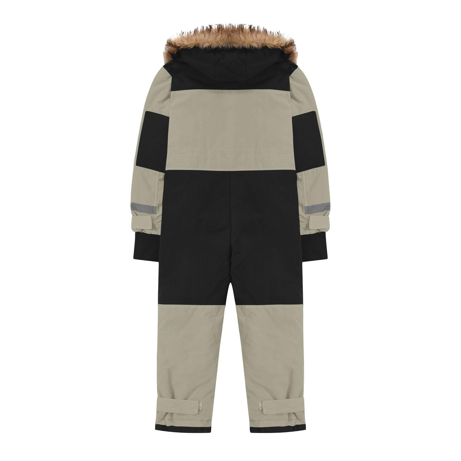 Tuta da neve per bambini, invernale, calda, impermeabile, antivento, in softshell, con cappuccio rimovibile, per ragazzi e ragazze, #05 beige, 10-11 Jahre