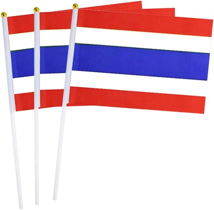 pretty_jessie Thailand Flag Thai Hand Held Small Mini Stick Flags Decorations International Country World Flags For Party Olympics Festival Parades Parties Decor (20 pack) (Thailand)