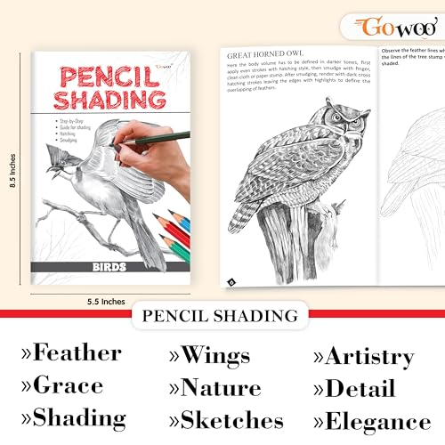 Image of Pencil Shading - Birds, Wild Animals, Nature & Still Life and Portraits : Children's art book, Pencil Shading book for Children, Educational book for kids | Pack of 4 Pencil Shading Activity books