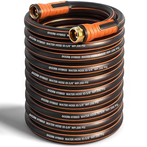 Image of Garden Hose 100 ft x 5 /8 inch, Heavy Duty Water Hose, Flexible and Durable, Kink Resistant Lightweight Hybrid Hose, Leakproof Yard Hose with Male to Female Fittings