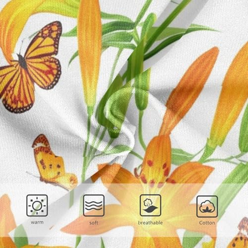 Girls' Underwear, Orange Yellow Lilies Toddler Girl Panties, Cotton Underwear Girls, 2T–8 Years3