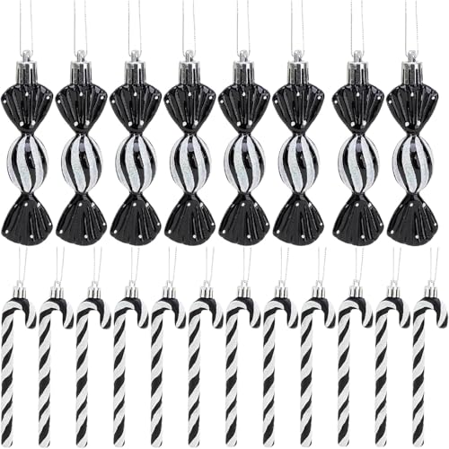 20 Stück Zuckerstangen – Glitzernde Kugeln in Schwarz & Weiß,...