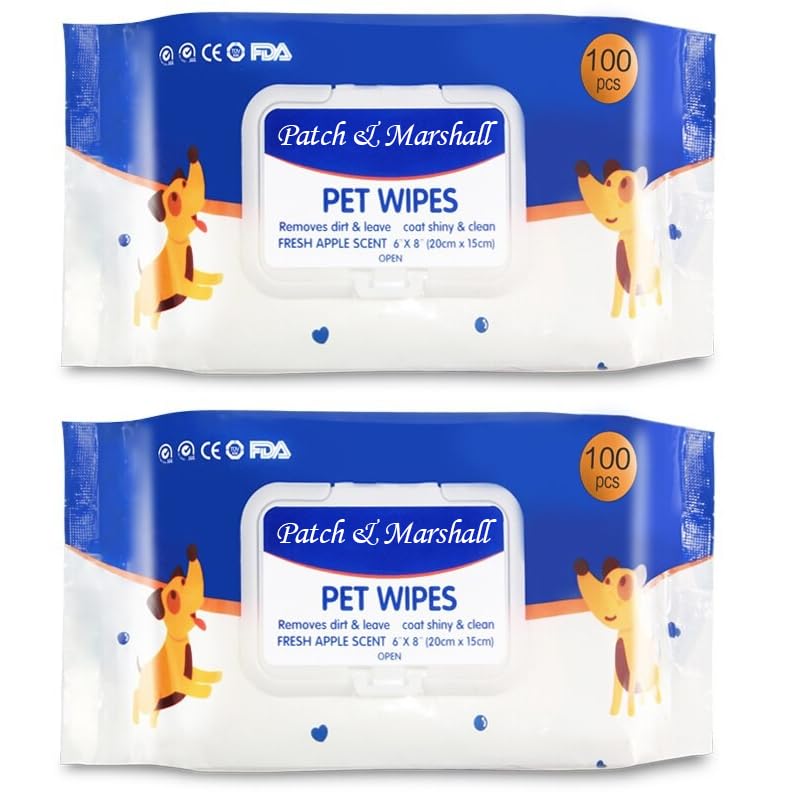 Patch & Marshall 200 Pet Wet Wipes Fresh Apple Scent for Dogs Shih tzu Puppy, German Shepherd, Labrador & Golden Retriever - (100 X 2 Pack) Suitable for Dry Bathing, Daily Care, Paw Cleaning (B0CSWKBRFZ) Amazon Price History, Amazon Price Tracker