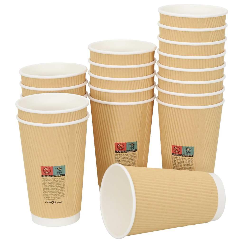 vidaXL Tazas de café de papel 500 uds 16oz 400ml marrón