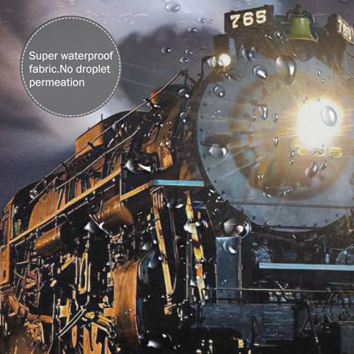 Rideau de douche train à vapeur polyester 183x183 avec oeillets