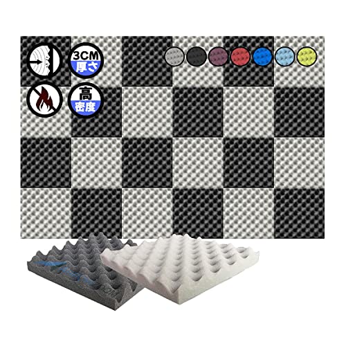 Arrowzoom 24エッグクレート 防音 遮音 密度24s/m3作品 黒 吸音材 楽器 緩衝材 防音材 マルチウエッジスタイル音響泡断熱治療 消音 超強力 騒音 スタジオ 吸音材質 室内装飾 防音対策 250 x 250 30 mm 縮状態出荷 スタジ