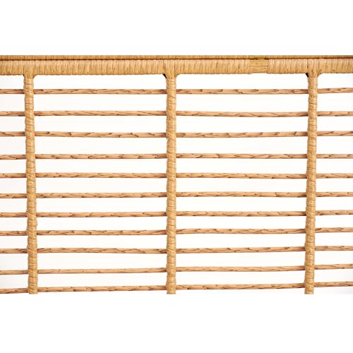 Image of Christopher Knight Home Lamar Boho Rattan California King Bed Frame and Headboard, Wicker California King Size Bed Frame, Metal Platform Bed Frame, No Box Spring Needed, Easy Assembly, Natural Finish