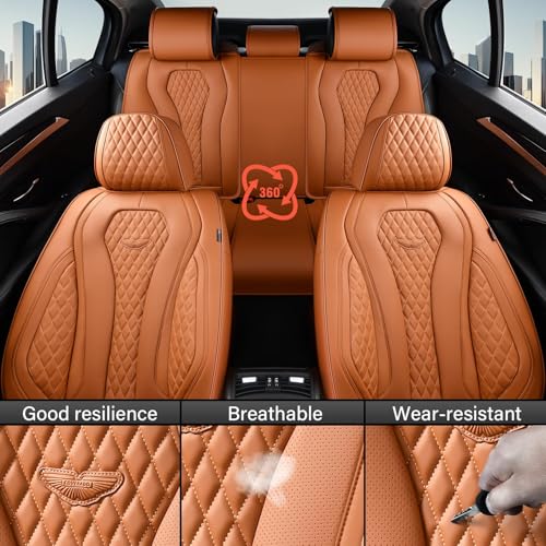 Image of Coverado Seat Covers, Car Seat Covers Full Set, Leather Car Seat Cover, Car Seat Covers Front Seats Back Seat Cover Seat Protector Universal Fit Most Cars (Brown-All, FullSet)