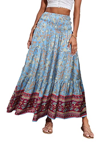 Image of CFLONGE Summer Maxi Skirts for Women 2026 Trendy Floral A Line Boho Skirt