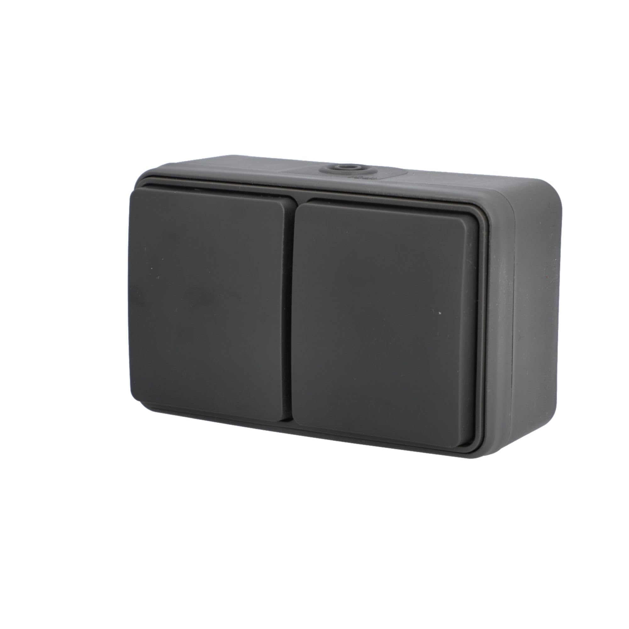 UNITEC Steckdose 2-fach AP/FR Aqua, Aufputz, feuchtraumtauglich, IP54, für Innen- & Außenbereich, anthrazit, 1 Stück