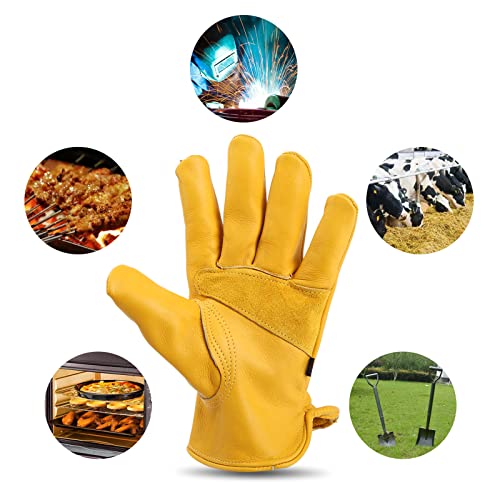 Lusaya Gardening Gloves,Rose Pruning Prick Resistant Cut Resistant Daily Protective Gloves 100Percent Full Cowhide Soft & Comfortable, X-Large #TOP4