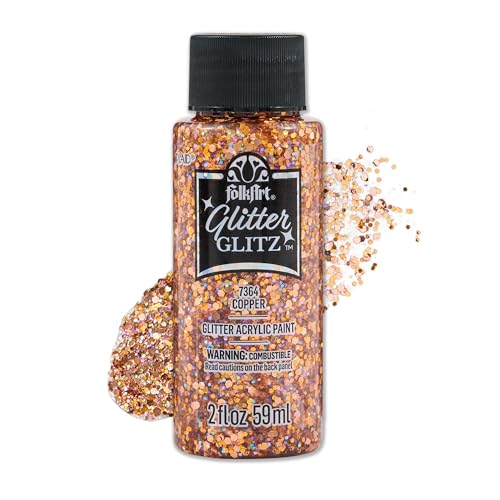 Image of FolkArt Glitter Glitz Acrylic Craft Paint, Copper, 2 fl oz