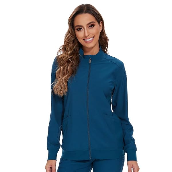 COZYFIT Scrub Jackets for Woman, Zip Front Jacket, Caribbean Blue, XXS by COZYFIT - Used condition - Image 7