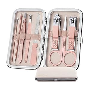 JUMKEET Nail Clippers Manicure Set Grooming Kit 8pcs for Women & Man, Professional Stainless Steel Manicure and Facial…