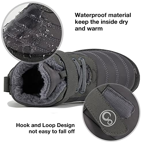 Ablanczoom Boys Girls Snow Boots Winter Boot Warm Fur Lined Toddler Shoes Comfortable Outdoor Slip On Walking Hiking Shoe For Little Kid #TOP3