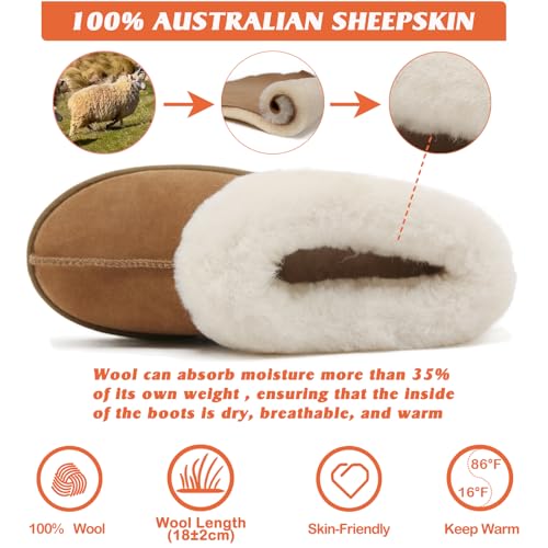 Mel&Syd 100% Australian Sheepskin Moccasin Slippers for Women/Men - Loafers Slip On Mini Boots - Lightweight Memory Foam Winter House Shoes - Comfy Shearling Snow Boots for Cold with Fluffy Collar2