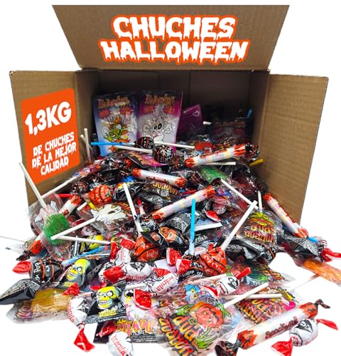 +150 carros de Halloween sortidos - Truque ou trato? - Caixa de +1,3 kg doces e gulosinas para oferecer no Halloween - cesta de carros e doces embrulhados e prontos para oferecer no Halloween