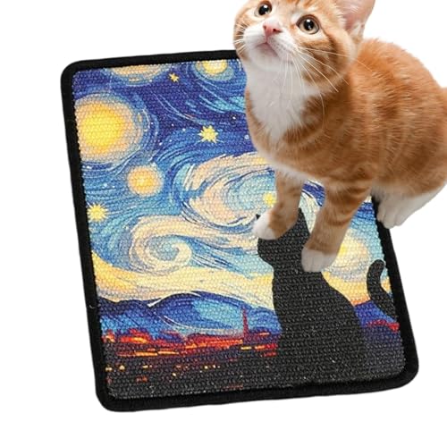 HUSUNEE Indoor Cats用 壁設置型キャットスクラッチャー | サイザル素材 室内猫用爪とぎボードパッド | 装飾兼用ペットスクレイチャー 猫用品 | 子猫 家庭 マンション リビング ベッドルーム コーナー向け
