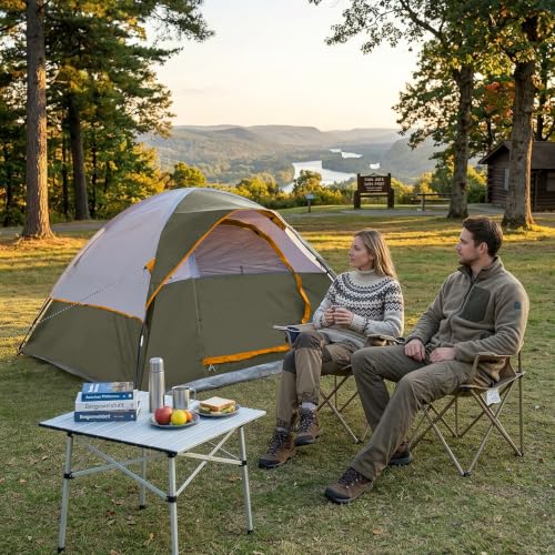 Image of CAMPROS CP 3 Person Tent, Dome Tents for Camping with Rainfly, Waterproof Camping Tent Easy Set Up, Portable Family Tent with Large Mesh Window & Carry Bag for Outdoor Hiking