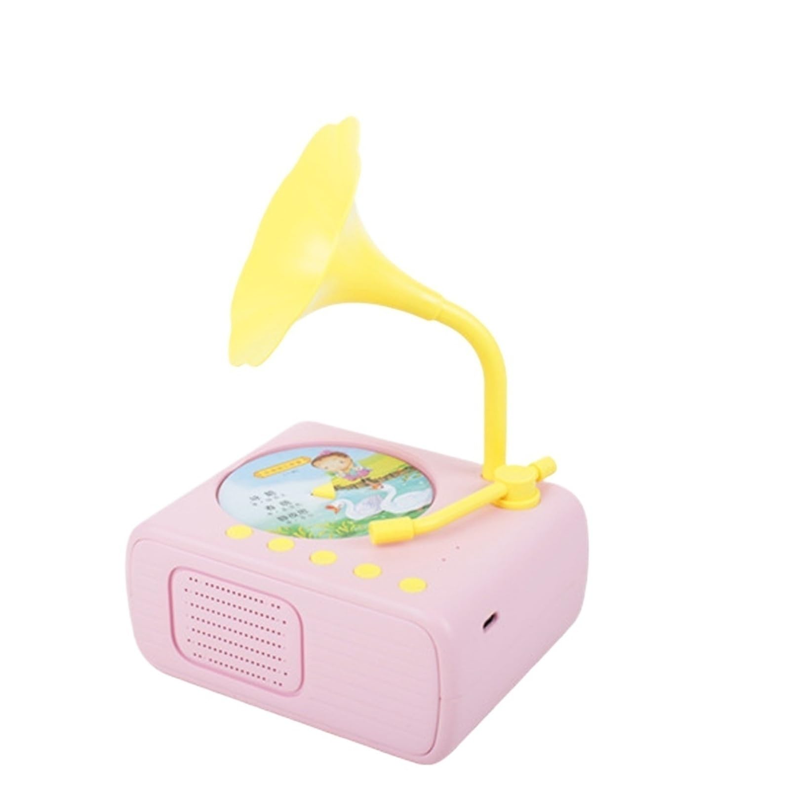 Kinder-Phonograph mit 96 Karten, Grammophon for Kinder, Lern-Plattenspieler, pädagogisches interaktives Musikspielzeug(Pink)