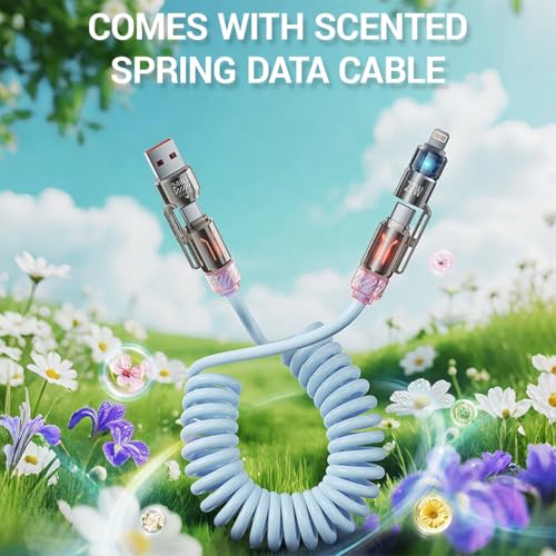 Image of Verilux 4-in-1 USB to Type C Cable for iPhone 17 /16 /15 /14, PD 240W Type C Cable Fast Charging with 480Mbps Data Transfer, Fashion Retractable Lighting Cable Design for Home, Car, Travel, Office, Blue