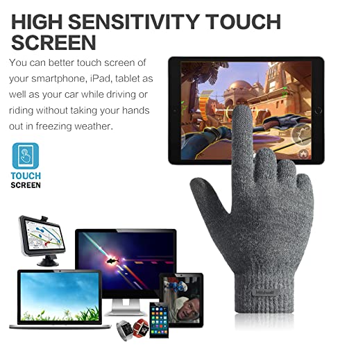 Milduall Winter Warm Gloves, Knitted Touch Screen Gloves Anti-Slip Thermal Gloves Cold Proof Mittens with Thickened Elastic Windproof Cuff for Outdoor Cycling Hiking Climbing Sports Bicycle - Image 3