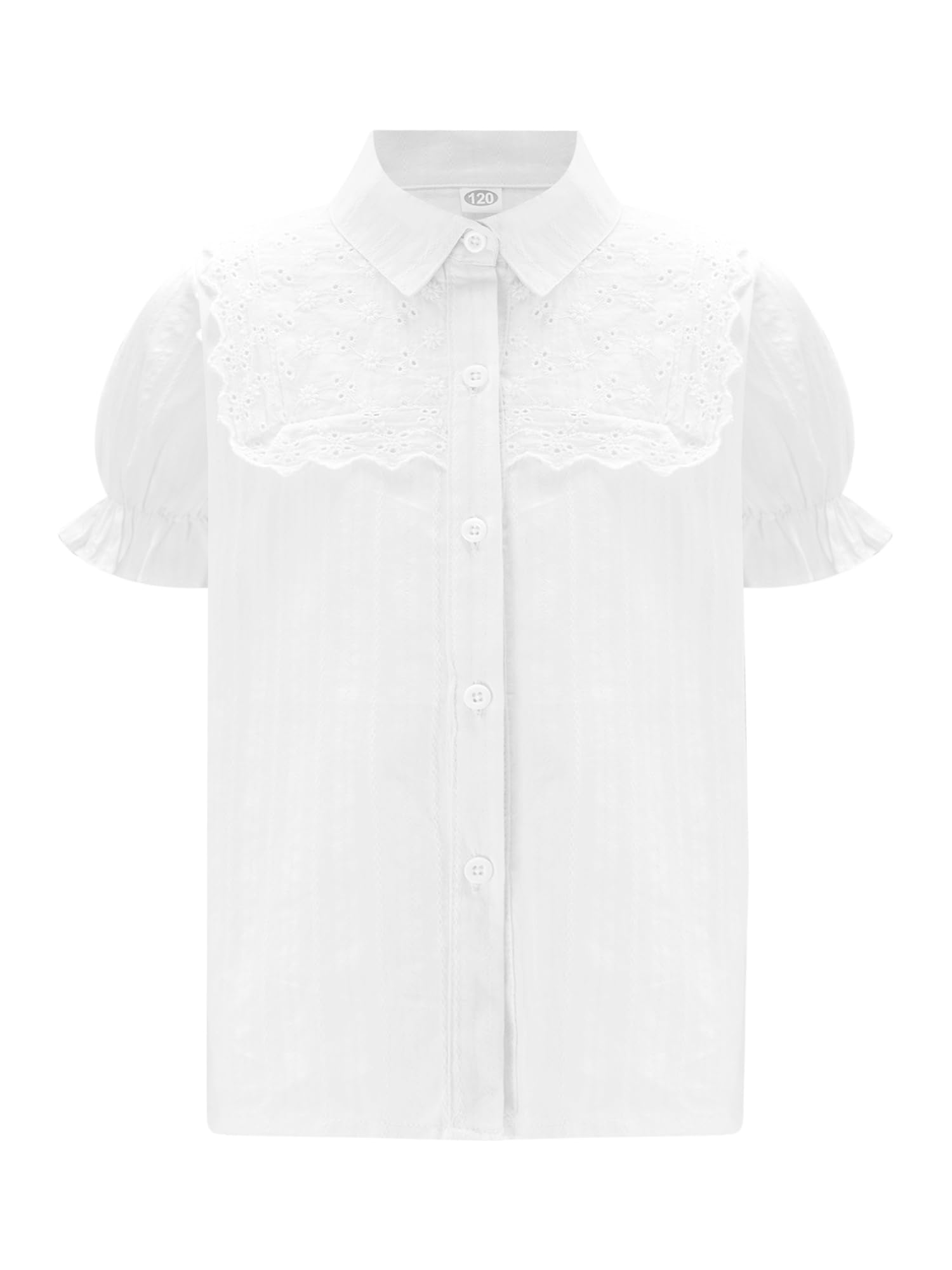 Freebily Camisas Escolares Blancas para Niñas Blusa Básica Camiseta con Cuello Vuelto Camiseta De Princesa Uniforme De Escuela