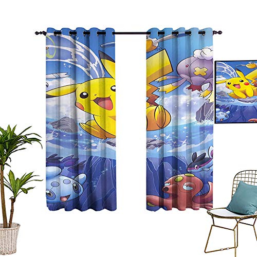 ZhiHdecor Pokemon anime slaapkamergordijn, voor meisjes jongens slaapkamer 157,5 cm x 182,9 cm - Afbeelding 3