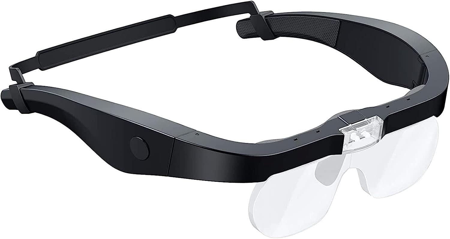 Lupa, Lupa De Lectura con Diadema, Luces Led, Lentes Desmontables 1.5X 2.5X 3.5X 5X, Gafas Manos Libres para Reparación De Relojes, Manualidades Y Pasatiempos.