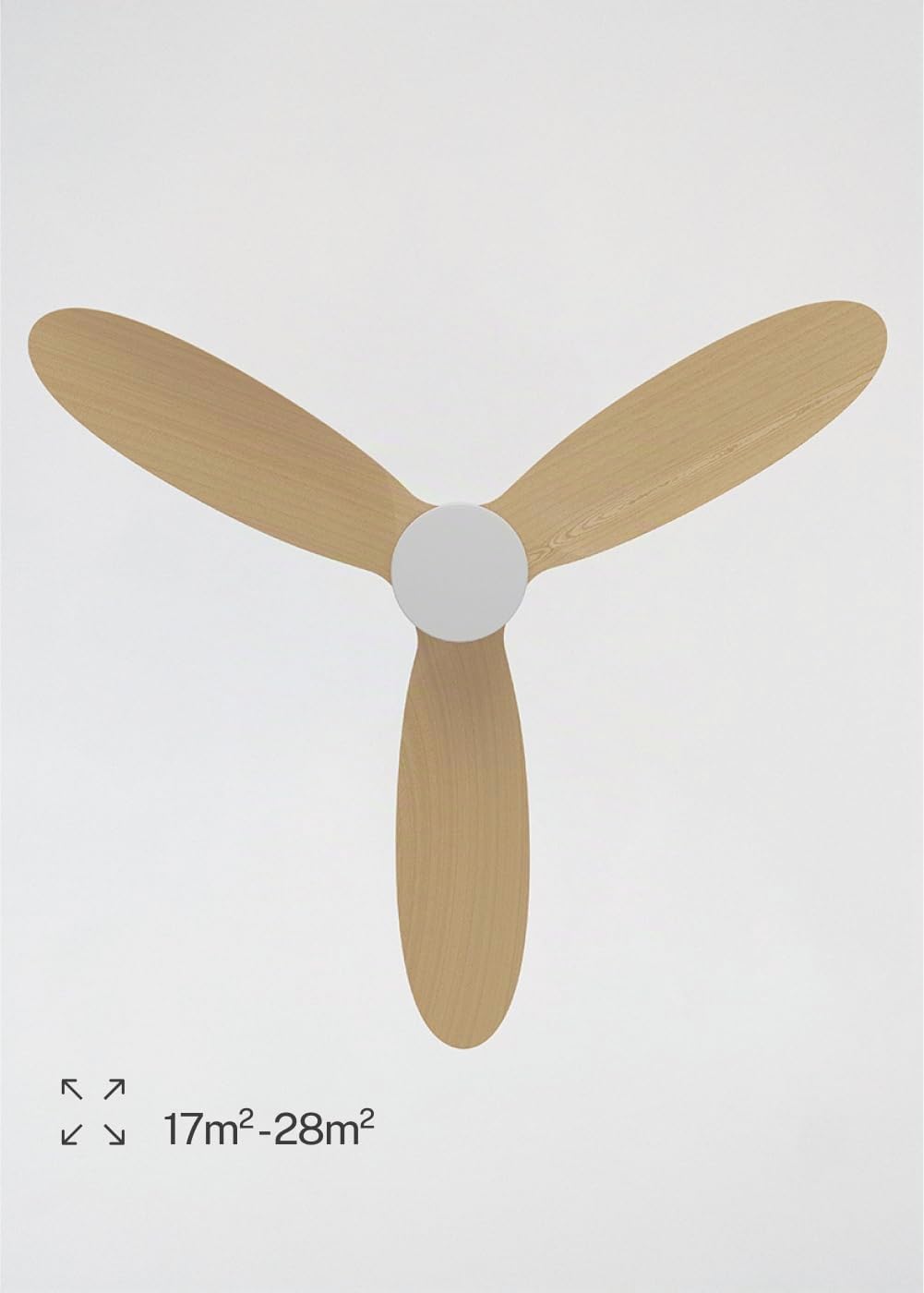 CREATE / WIND LITE/Ventilateur de plafond avec lumière en bois clair avec télécommande / 40W, Silencieux, Ø132 cm, 6 vitesses, programmable, fonction été-hiver, lumière LED 3 températures