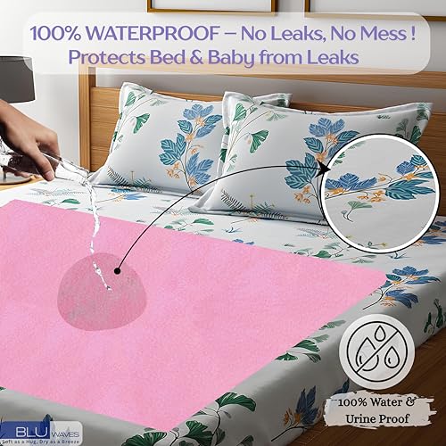 Image of Quick Drysheet for Baby - Waterproof & Extra Absorbent (Small Pack of 5) | Instadry Bed Protector Sheets | Washable Reusable Mattress Protector for New Born Babies Toddler Kids Children - Multicolor