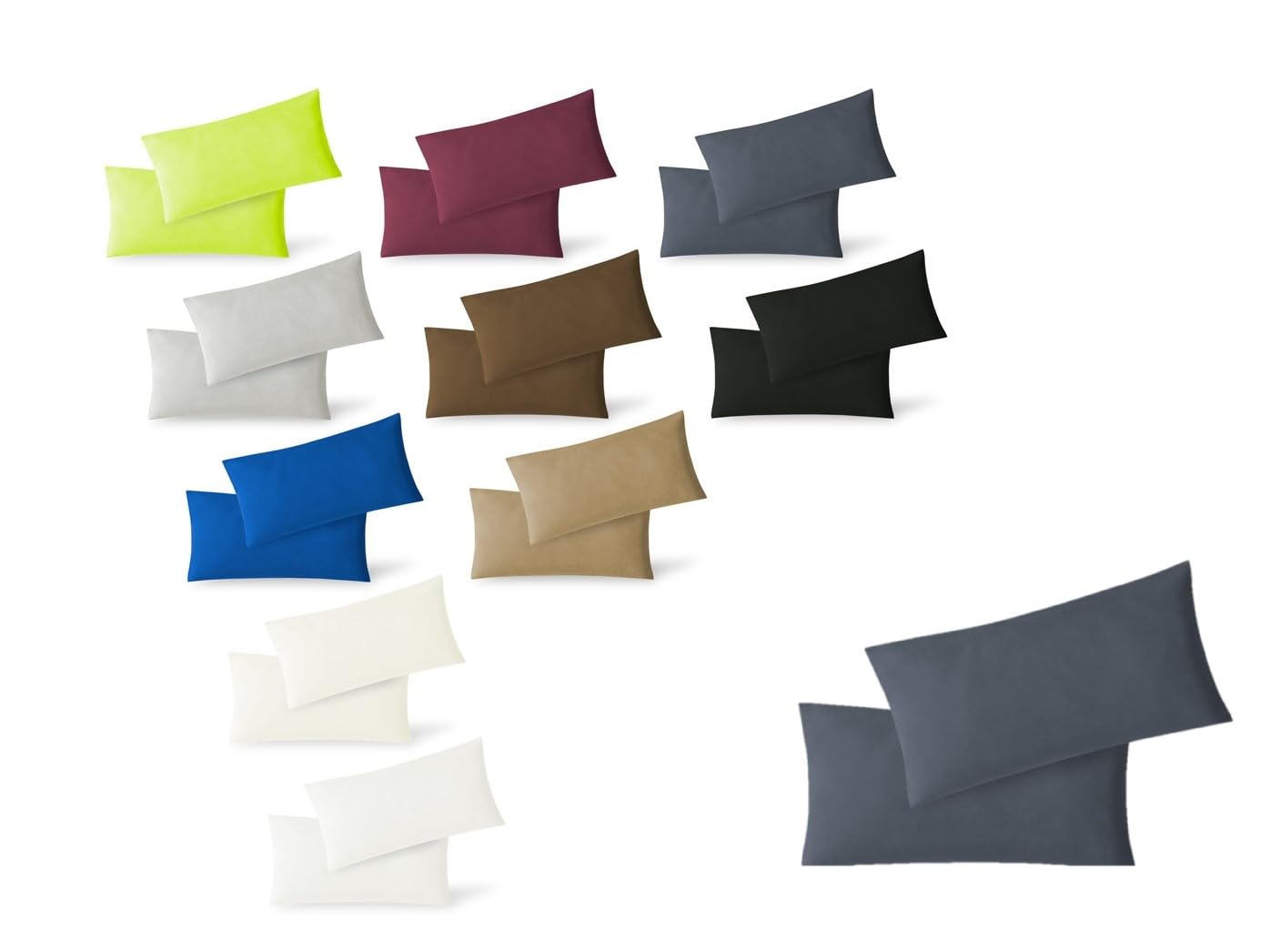 heimtextil - Federa per cuscino in jersey, set risparmio con chiusura lampo, alta qualità, Cotone, Nero , 40 x 145 cm