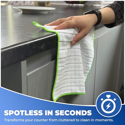 Towelogy® Pack of 6 Microfibre Dishcloths Large 30x30cm Lint-Free Kitchen Cloths For Washing Up and Drying Super Absorbent Dish Cloths - Image 6