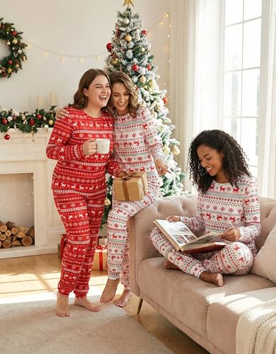 Image of Ekouaer 2 Pack Pajama Sets for Women,Long Sleeve Top With Jogger Pants Lounge Set Sleepwear with Pockets