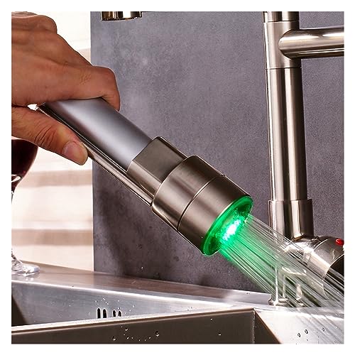 Robinet LED cuisine mitigeur &eacute;vier bec pivotant extractible eau chaude