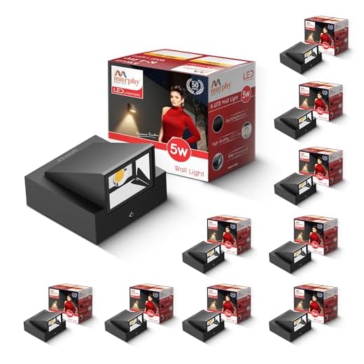 Murphy 5-Watt K-Type Up Down Outdoor LED Wall Light with Aluminium IP65 Grade Waterproof Body Warm White, Pack of 10 (with 2 Years Warranty)