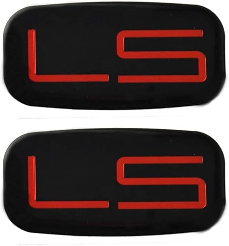 2 piezas LS Emblems 3D - Adhesivo de coche a cuadros para Chevrolet Silverado Tahoe Suburban 15036135 (rojo/negro)