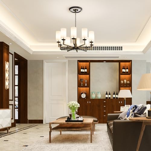 Image of EIFHYT 2 Pack Molded PU Ceiling Medallion for Light Fixtures and Ceiling Fans 10 inchOD x 4 inchID x 1 inchP （Wood Grain Oil Rubbed Bronze）