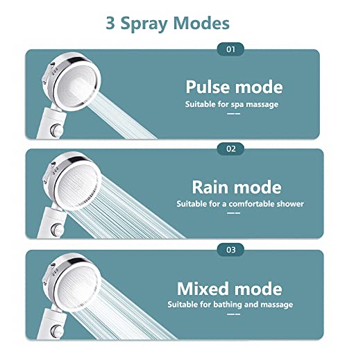 Lonaney Handheld Shower Head, Detachable Shower Head Vortex Shower Head Hydro Jet Shower Head For Low Water Pressure,Silver #TOP3