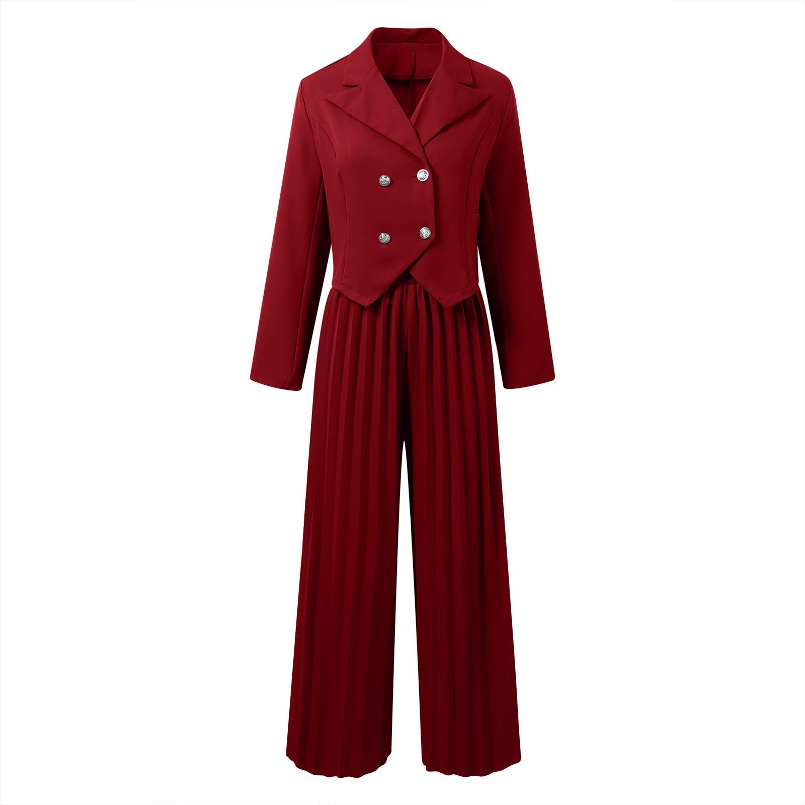 Traje de pantalón para mujer, elegante, de 2 piezas, chaqueta de traje, manga larga, monocolor, juego de traje ajustado, traje festivo, traje de ocio sencillo, con solapa, abrigo deportivo y