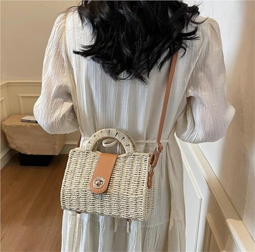 Small Cute Beach Bags for Women Straw Purses for Women Summer Purse Vacation Handbags Crossbody Bags Shoulder Bag(Coffee)2